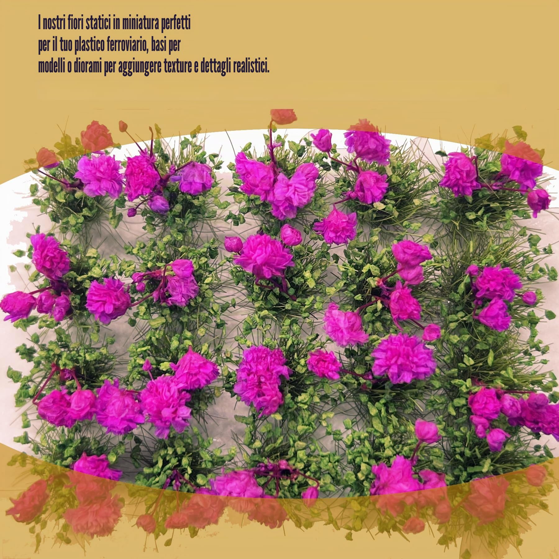 Woohome 40 Pz Mini Grappoli di Fiori, Paesaggi Ciuffi D'Erba Modello Erba Statica Ciuffo Erba Ferroviaria Artificiale Erba Modellismo Cespugli Di Fiori Per La Decorazion Del Giardino (Viola, Rose)