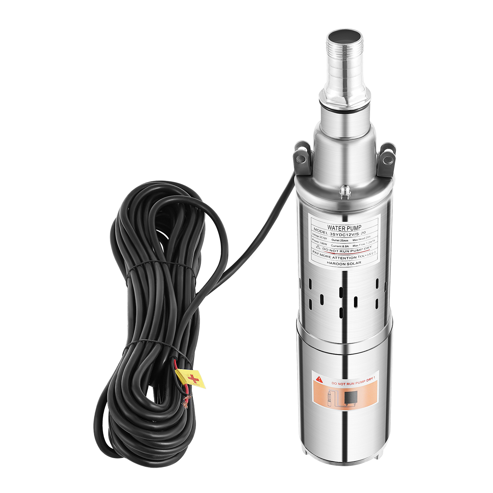 Pompe Submersible Puits Profond SHYLIYU 12V 200W - Débit 2300L/H, Hauteur 40m - Pour Solaire, Agriculture, Maison