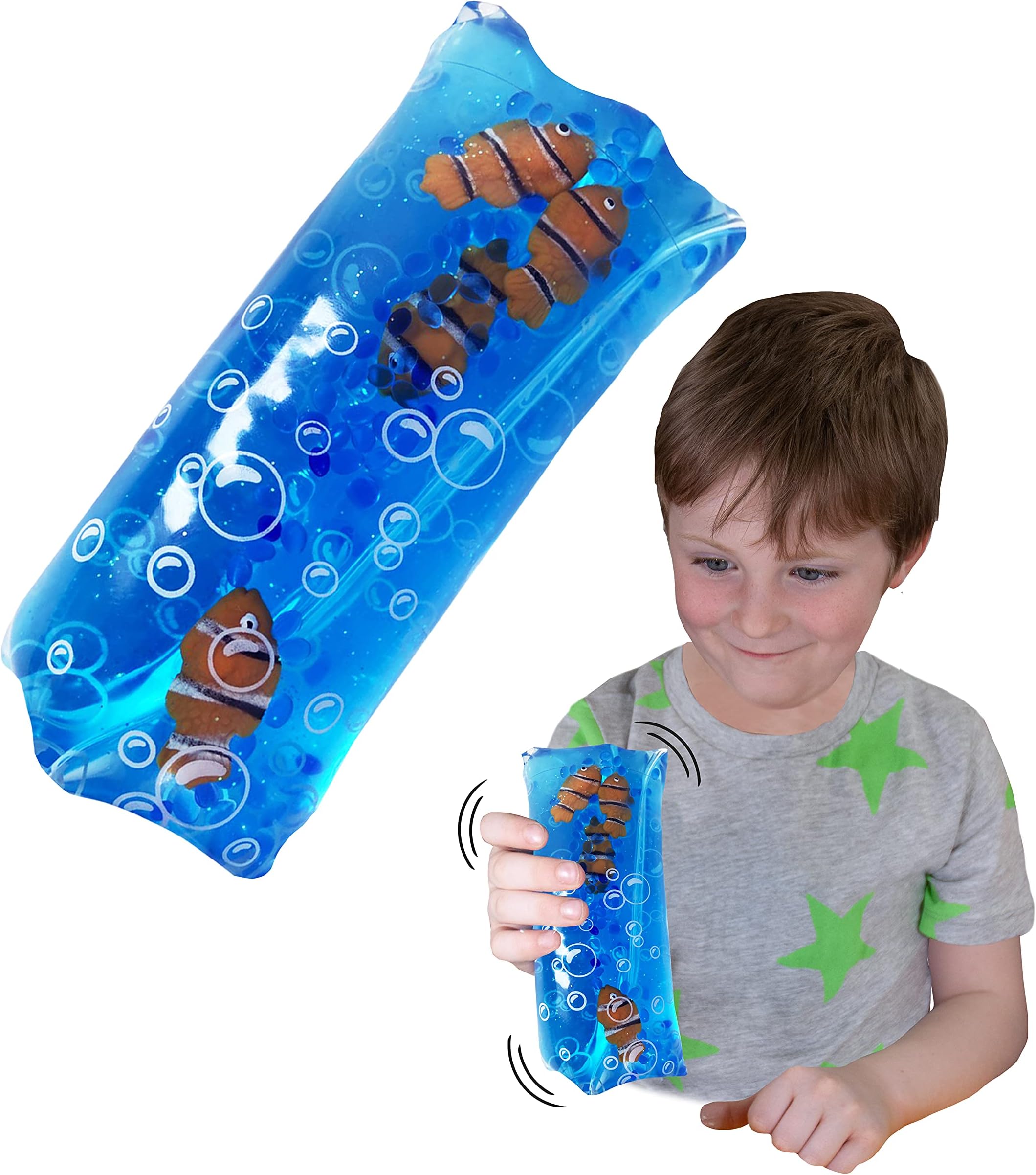 Clown Fish by Deluxebase. Large Super Squishy Water Snake Toy with Clown Fish Figures. Great Sensory Fidget Toy for Autism and ADHD