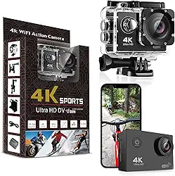 Câmera de ação Pro Xtreme 4K - Câmera de vídeo ultra HD à prova d'água com Wi-Fi, lente grande angular de 170°, estabilização de imagem, várias opções de montagem - Câmera subaquática perfeita para