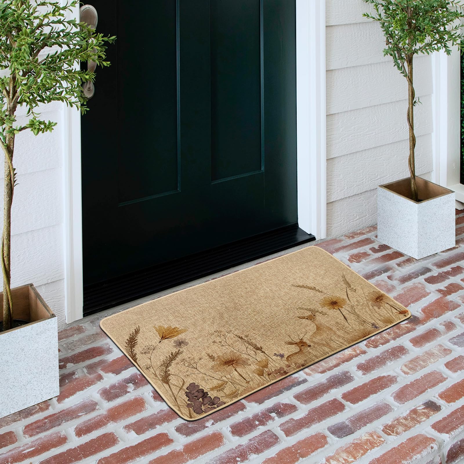 Rustikale Hirsch-Fußmatte 73,2x43,2cm - Braun, Wasserdicht, Rutschfest, Ideal Für Bauernhaus-Deko