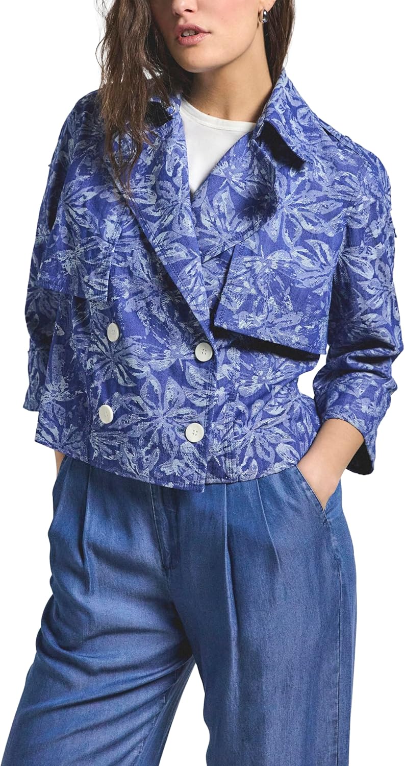 Indigo Cropped Trench Elijah by Derek Lam