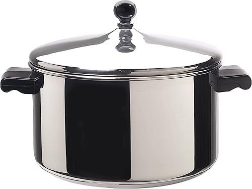 Farberware Olla clásica de acero inoxidable de 6 cuartos con tapa + cacerola de 3 cuartos de galón