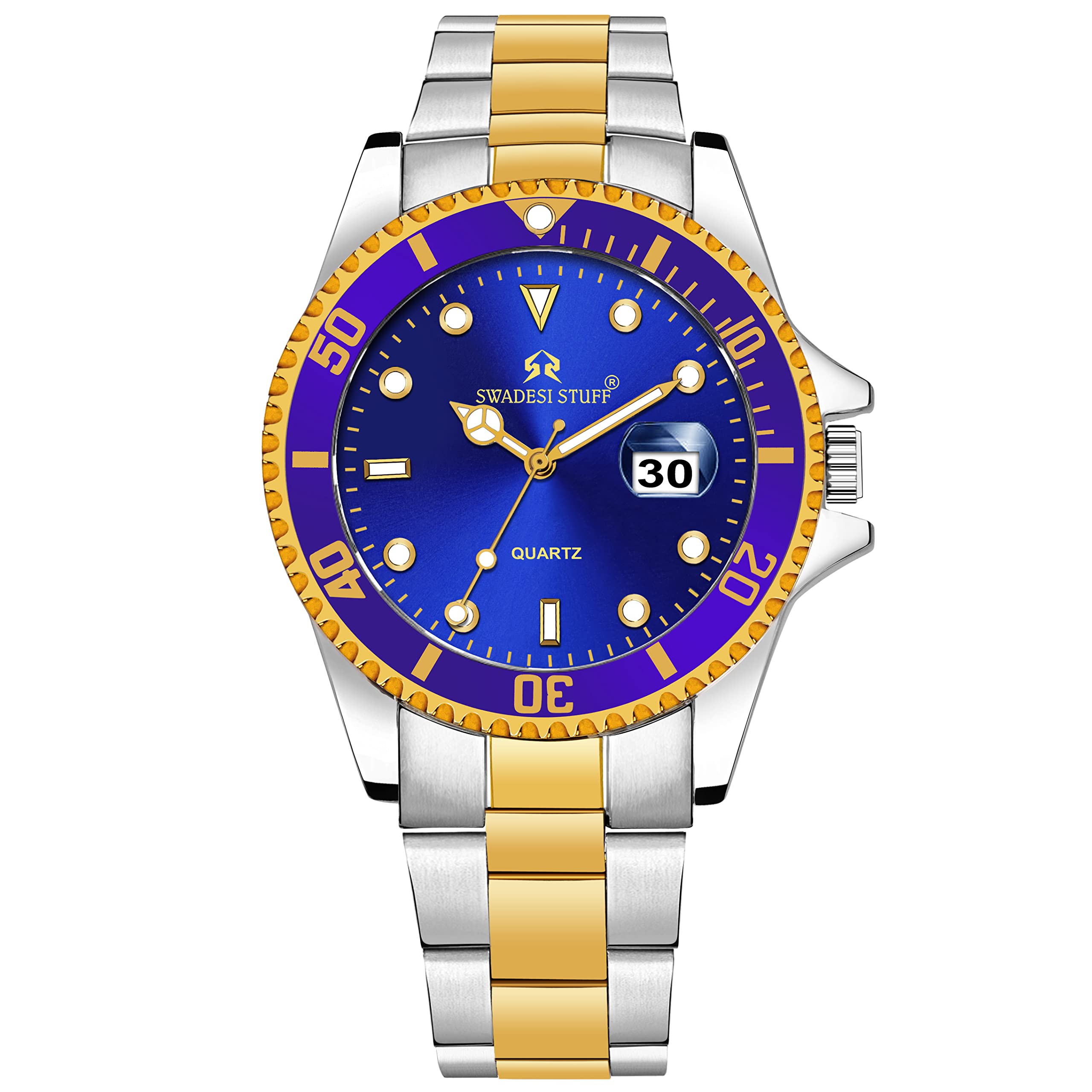 SWADESI STUFF Blue Dial Premium & Luxurious Stainless Steel Analog Watch for Men (B0BTC2PB98) Amazon Price History, Amazon Price Tracker
