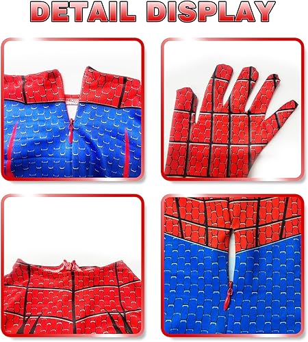 Miniatura 3 de Redleo Disfraz de araña de superhéroe para niños, disfraces de Halloween, cosplay, 3D de elastano, overol para niños