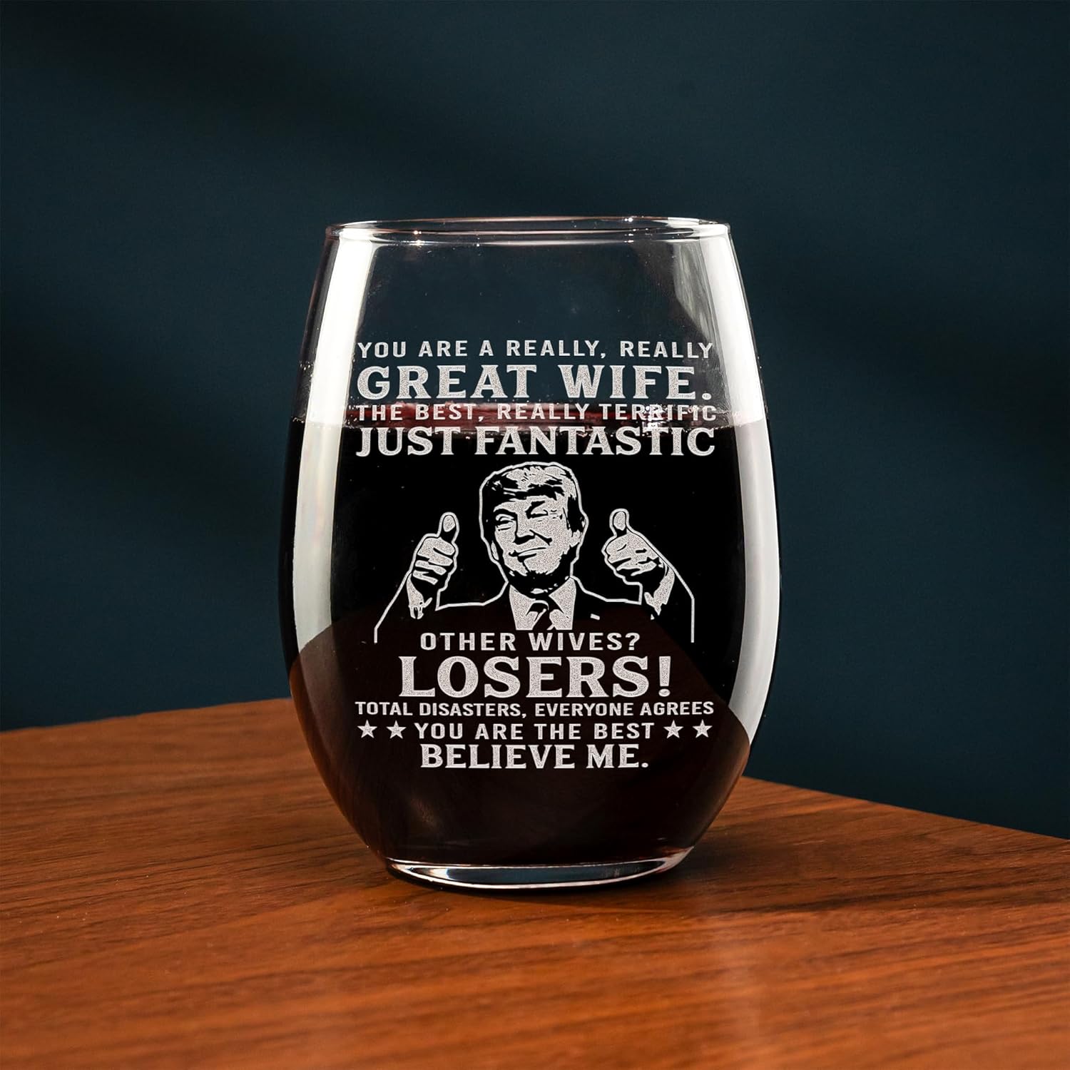 Engraved Stemless Wine Glass Gifts for Wife - Funny Valentines Gifts for Her, Birthday Gift from Husband, Anniversary Presents for Women, Mothers Day Gifts - Image 3