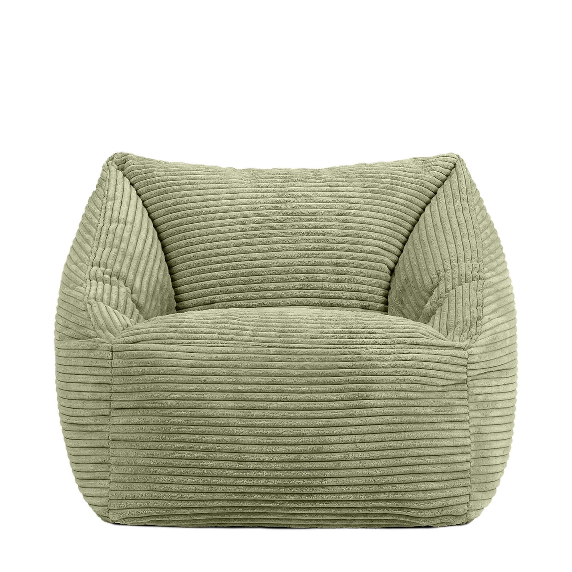 Icon Natalia Sitzsack Kinder, Salbeigrün, Flauschiger Cord Stoff, Sitzsack Cord mit Füllung, Bequemer Kinder Sessel, Kuschelsessel, Lese Sessel, Schlafzimmer, Kinderzimmer, Spielzimmer
