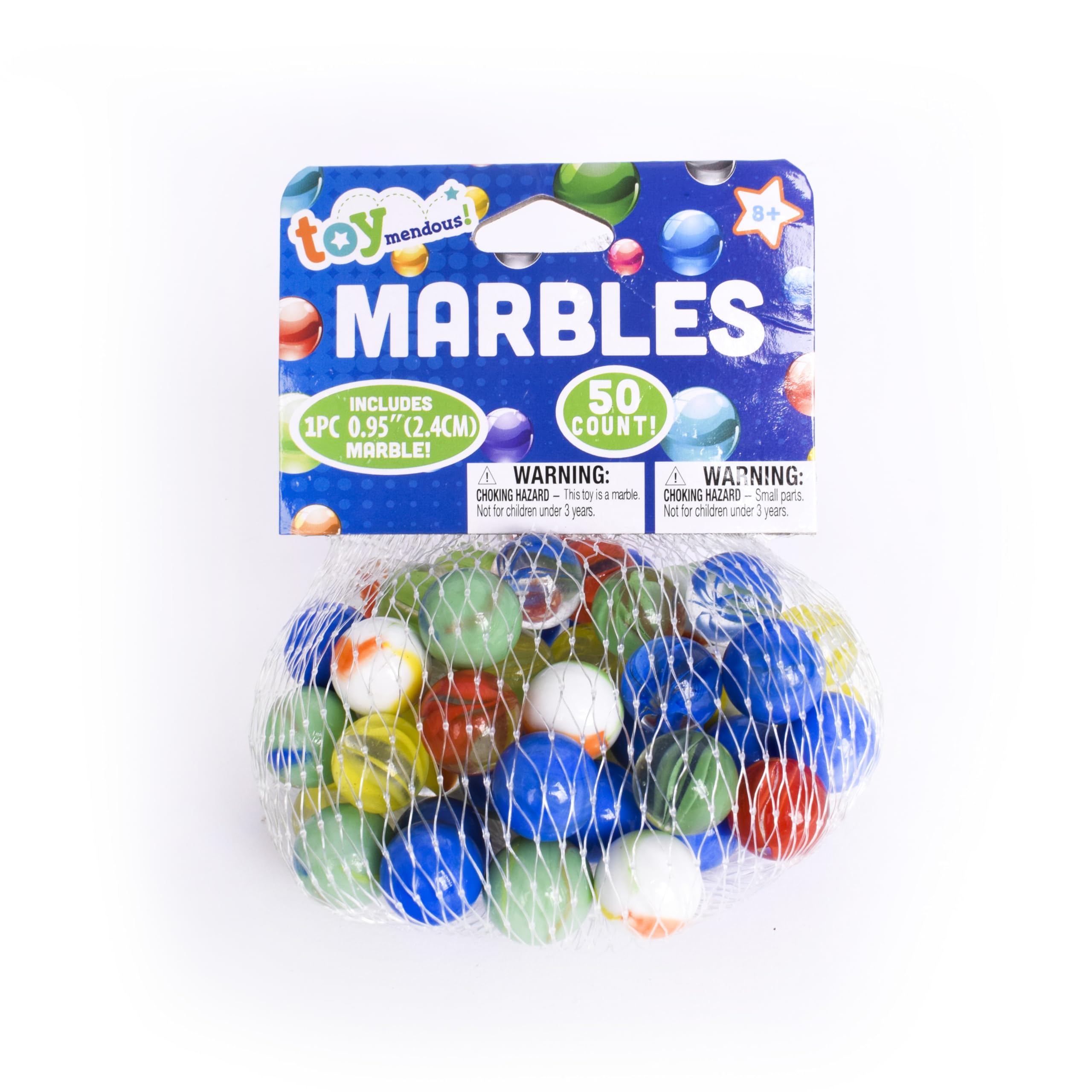 Sunny Days Entertainment 50 Piece Marbles - Colorful Glass Marble for Kids Games | 49 Players and 1 Shooter