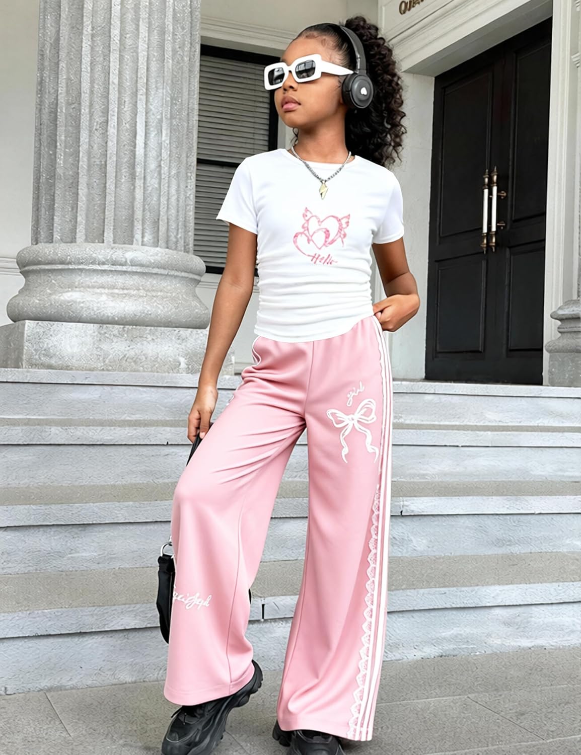 Girls 2 Piece Outfits Kids Short Sleeve Ruched Crop T-Shirt Top Cargo Pants Sweatsuit Tracksuit Jogger Sets 5-12Y