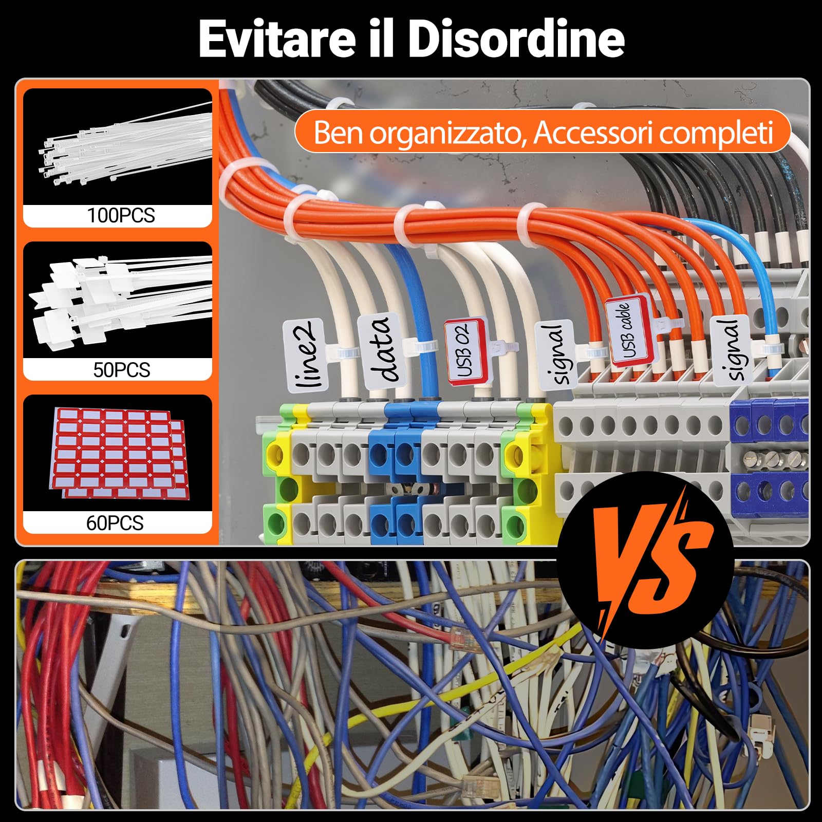 Preciva Pinza Crimpatrice per Puntalini Elettrici con Fascette e Etichette | Crimpatrice Capicorda AWG28-5 [0,08–16mm²], 1650 Pezzi Puntalini Elettrici, Attrezzi Elettricista per Casa e Industria