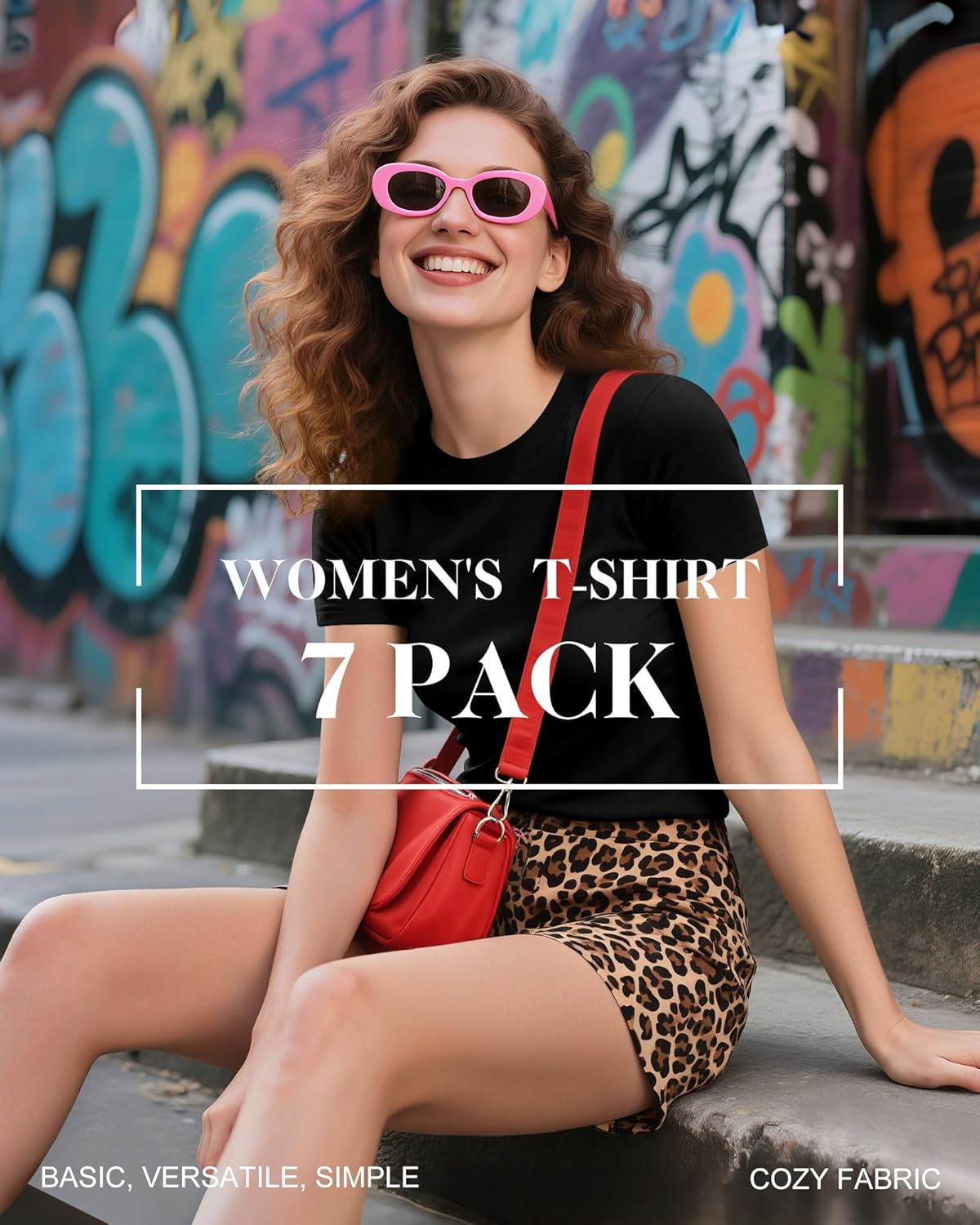 7 Pack Women's Fitted Basic T-Shirts Bulk Crewneck Tight Short Sleeve Tee Multipack Slim Summer Casual Tops - Image 4