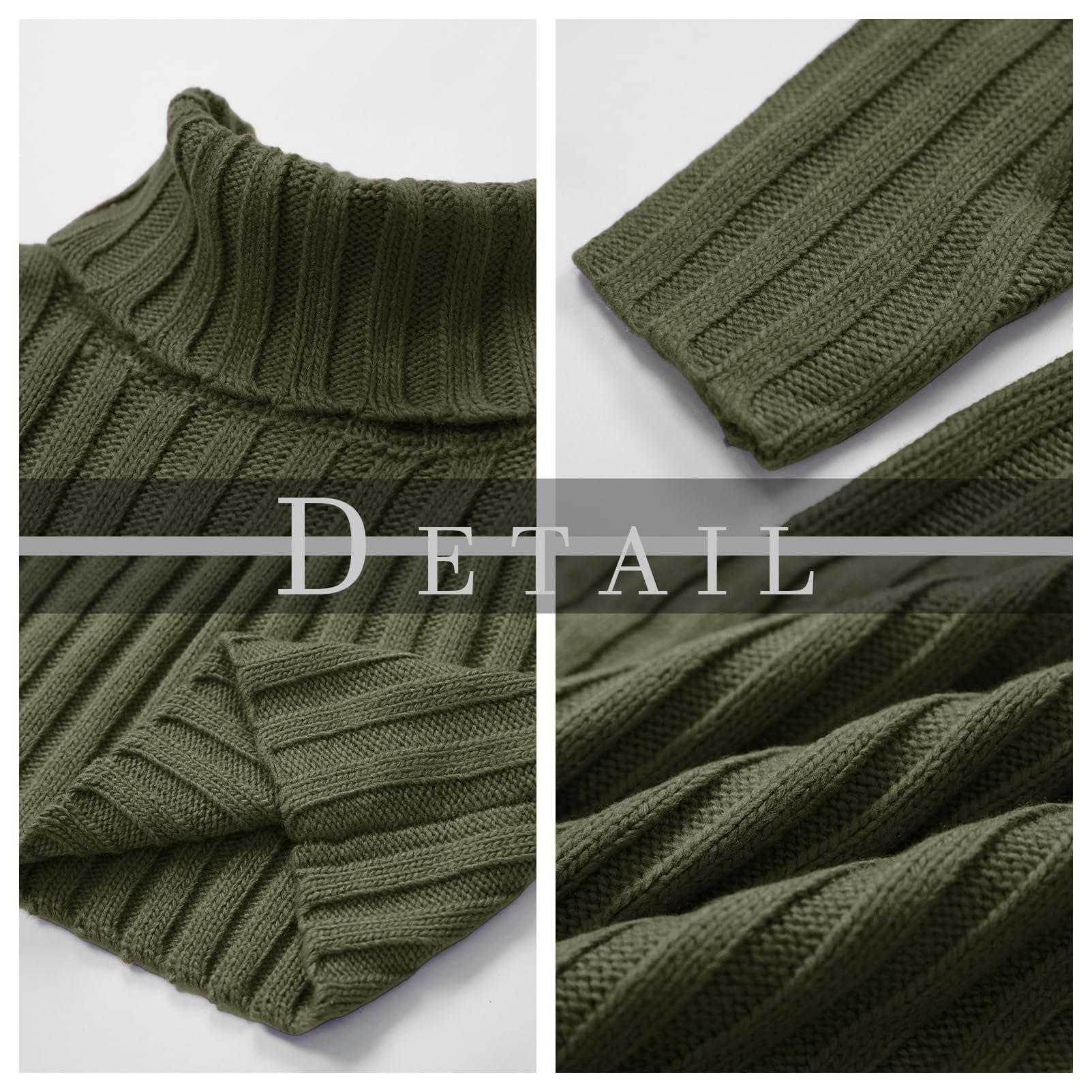 Runcati Jersey de cuello alto para hombre, diseño trenzado, otoño e invierno, punto grueso, monocolor