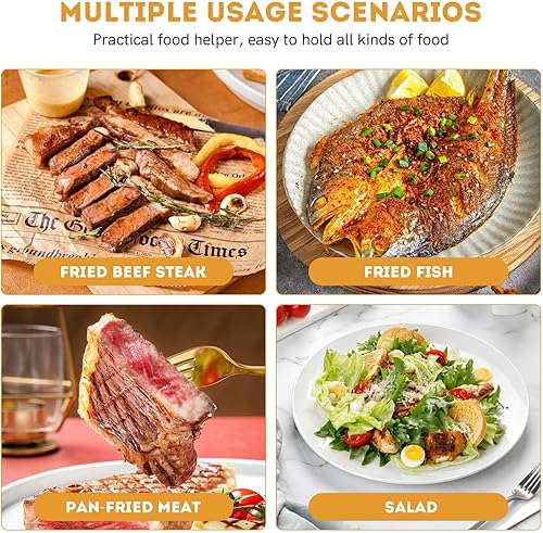 Miniatura 4 de Pinzas de espátula de acero inoxidable para cocinar agarre de pescado práctico clip de pizza ranurado doble espátula parrilla pinzas de metal s para