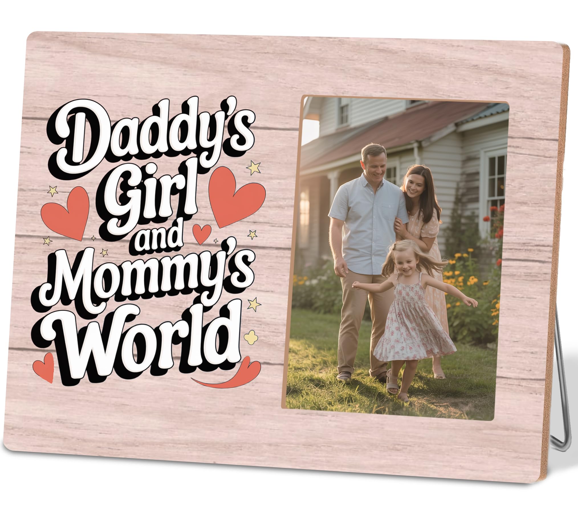 Baby Picture Frame Daughter Gifts from Mom Dad Parents Daddys Girl and Mommys World Fits 4x6 Wooden Photo