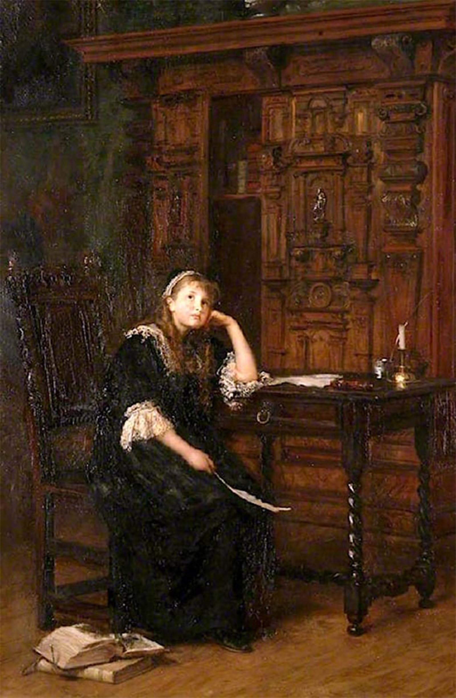 POSTERIIk Vintage Print Pop Art Landscape Artwork Princess Elizabeth in Prison At St James’s by John Everett Millais Art Prints for Office Home Decor 60x90cm