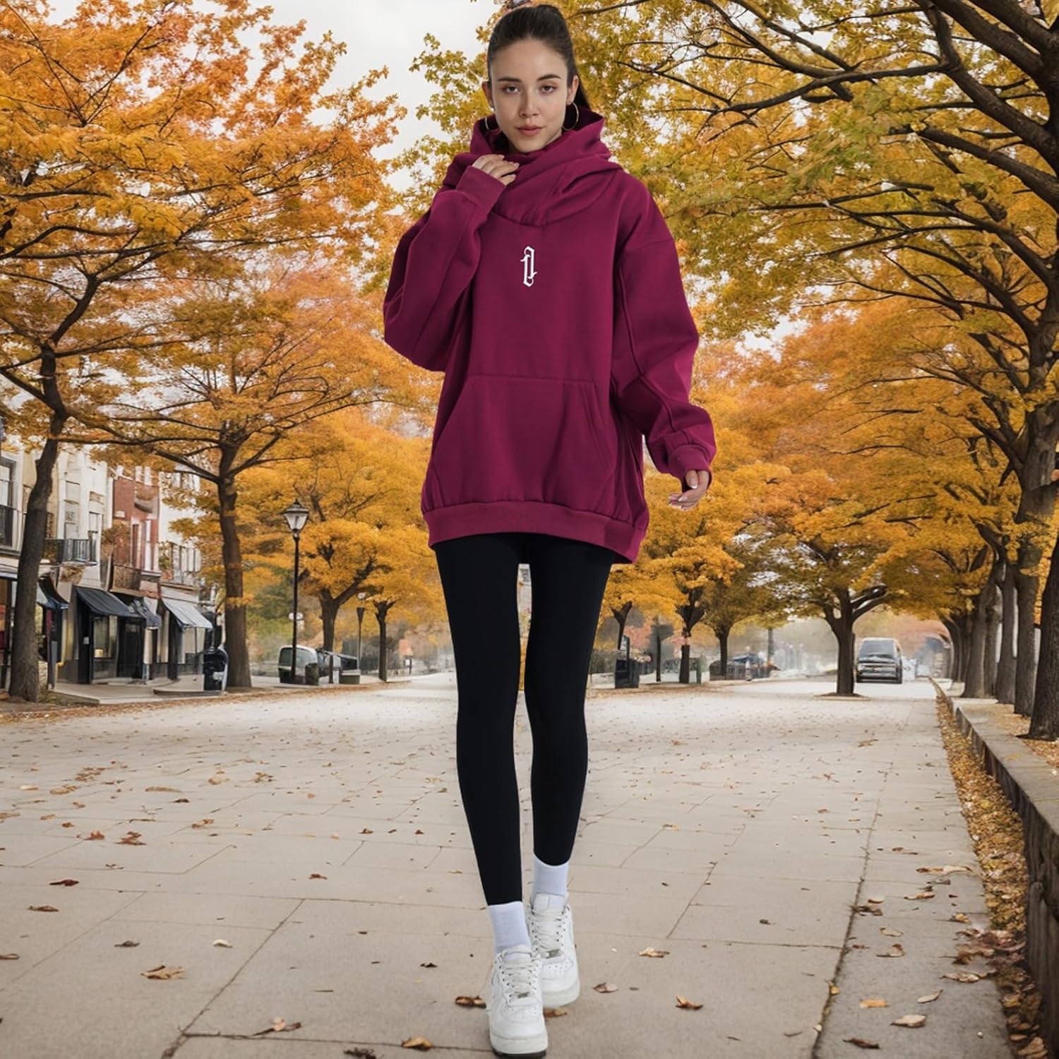 Womens Fleece Hoodie with Scarf Soft Cotton Oversized Pullover Casual Hooded Sweatshirts Fall Winter Clothes - Image 3