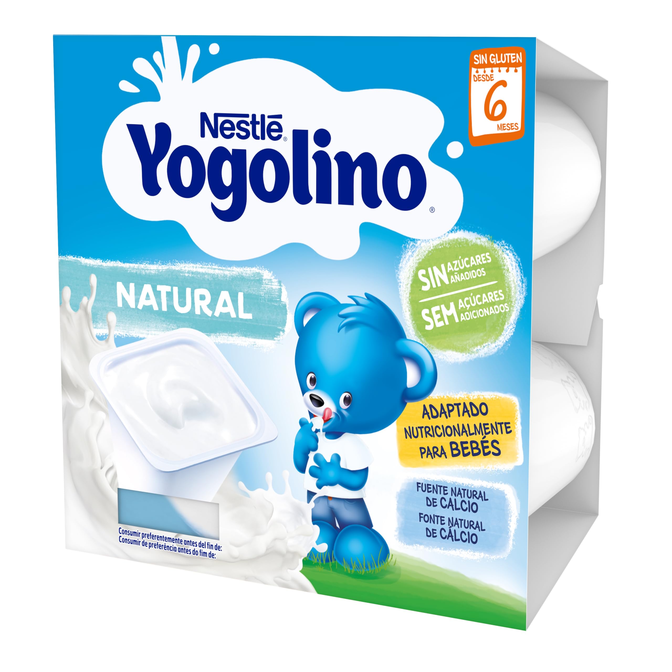 Nestlé Yogolino Natural sin Azúcares, Pack de 4 x 100g