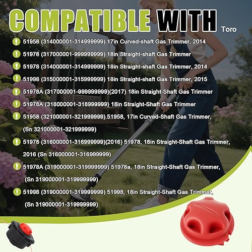 Miniatura 5 de Pomo rojo 518803003 de repuesto compatible con recortadora de malezas Toro 51954 51974