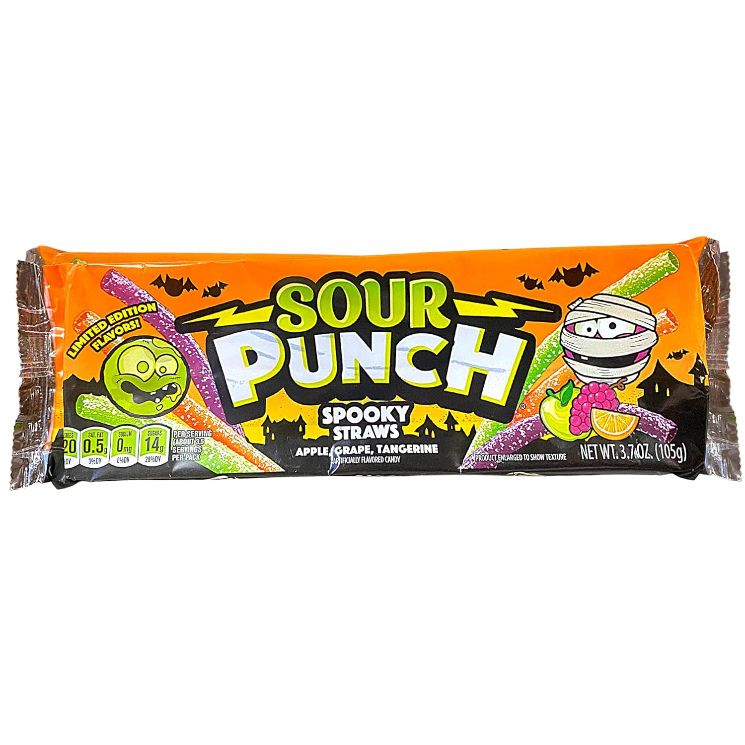 Spooky Sour Punch Straws Assorted Fruit Flavored Halloween Candy, Sugar Coated Gummy Candies Flavor Variety Pack, Pack of 3 : Grocery & Gourmet Food