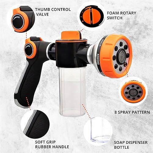 Miniatura 6 de Car Wash High Pressure Garden Hose Nozzle with Soap Dispenser – Heavy Duty Soap Sprayer Hose Attachment for Pet Bathing & Lawn Watering, 8 Spray