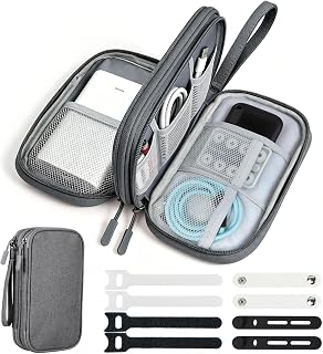 Double Layer Cable Organizer Bag, Travel Tech Pouch, Dark Gray