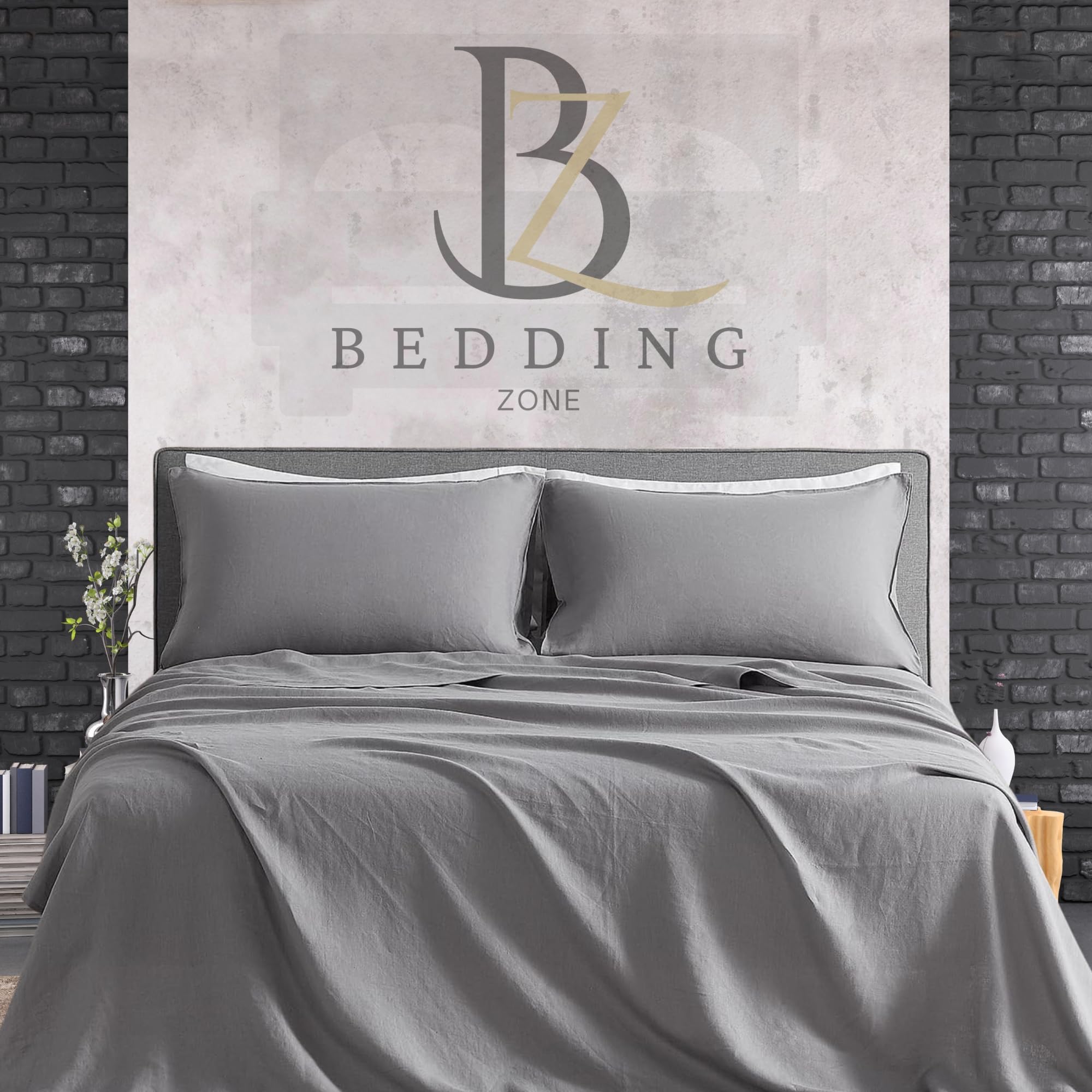 BEDDING ZONE 3 Piece Bed Sheet Set Flat Sheet & 2 Pillowcase 100% MICROFIBER soft and longlasting Easy Care Hotel Style (Light Grey, KING (240X260))