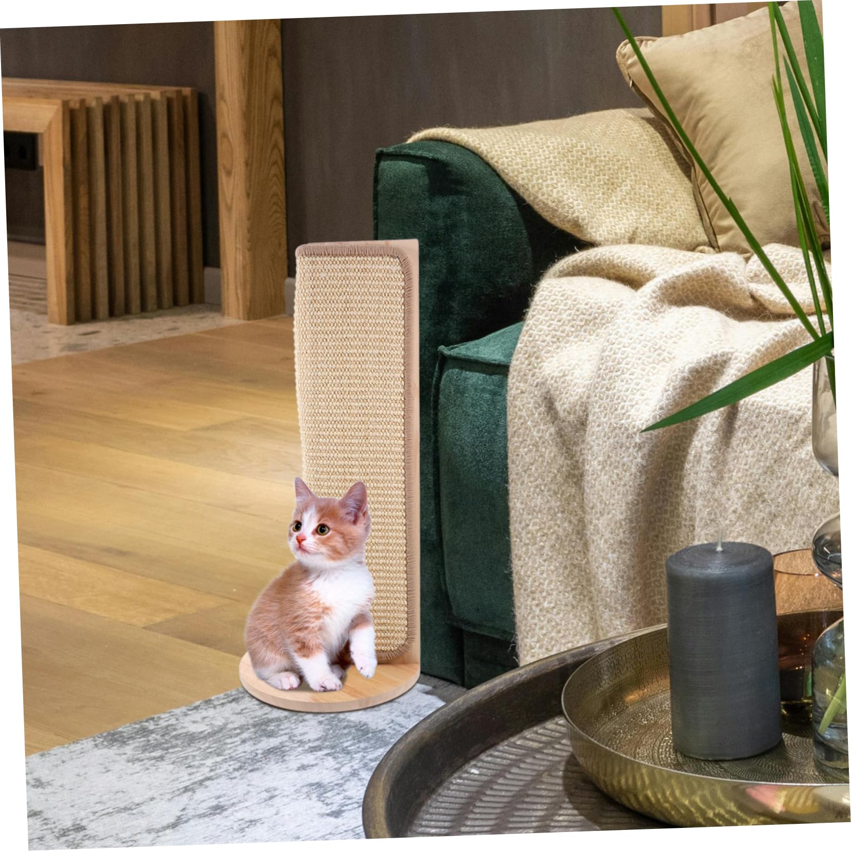 Hohopeti Rascador Esquinero para Gatos de Madera Natural Protector de Sofá, Almohadilla para Afilar Uñas y Proteger Muebles en Decoración del Hogar