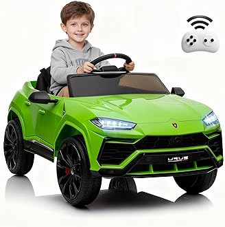 Licensed Lamborghini Urus Ride On Truck Car Toy, 12V Battery Powered Electric 4 Wheels Kids Toys w/Parent Remote Control, Foot Pedal, Music, Aux, LED Headlights, 2 Speeds (Green)