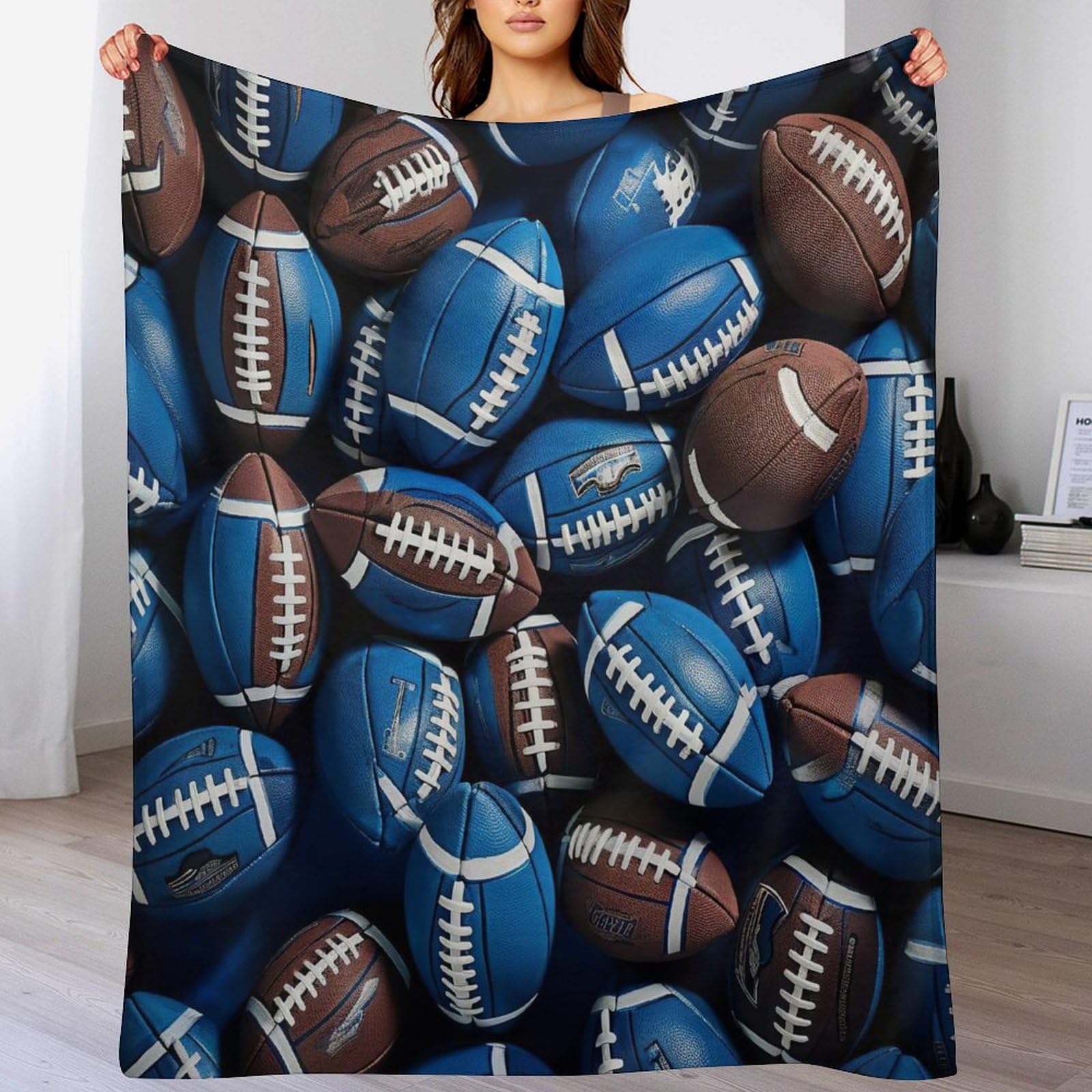 Plaid couverture chaude en flanelle de rugby 180x200cm anti-froid