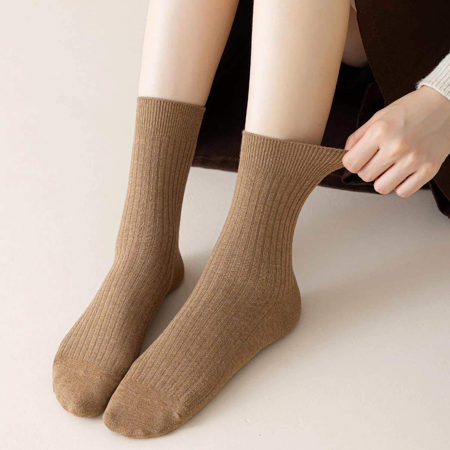 Losa Kute Combed Cotton Women’s Fined Ribbed Crew Socks Soft Boot Socks 6 Pairs - Image 3