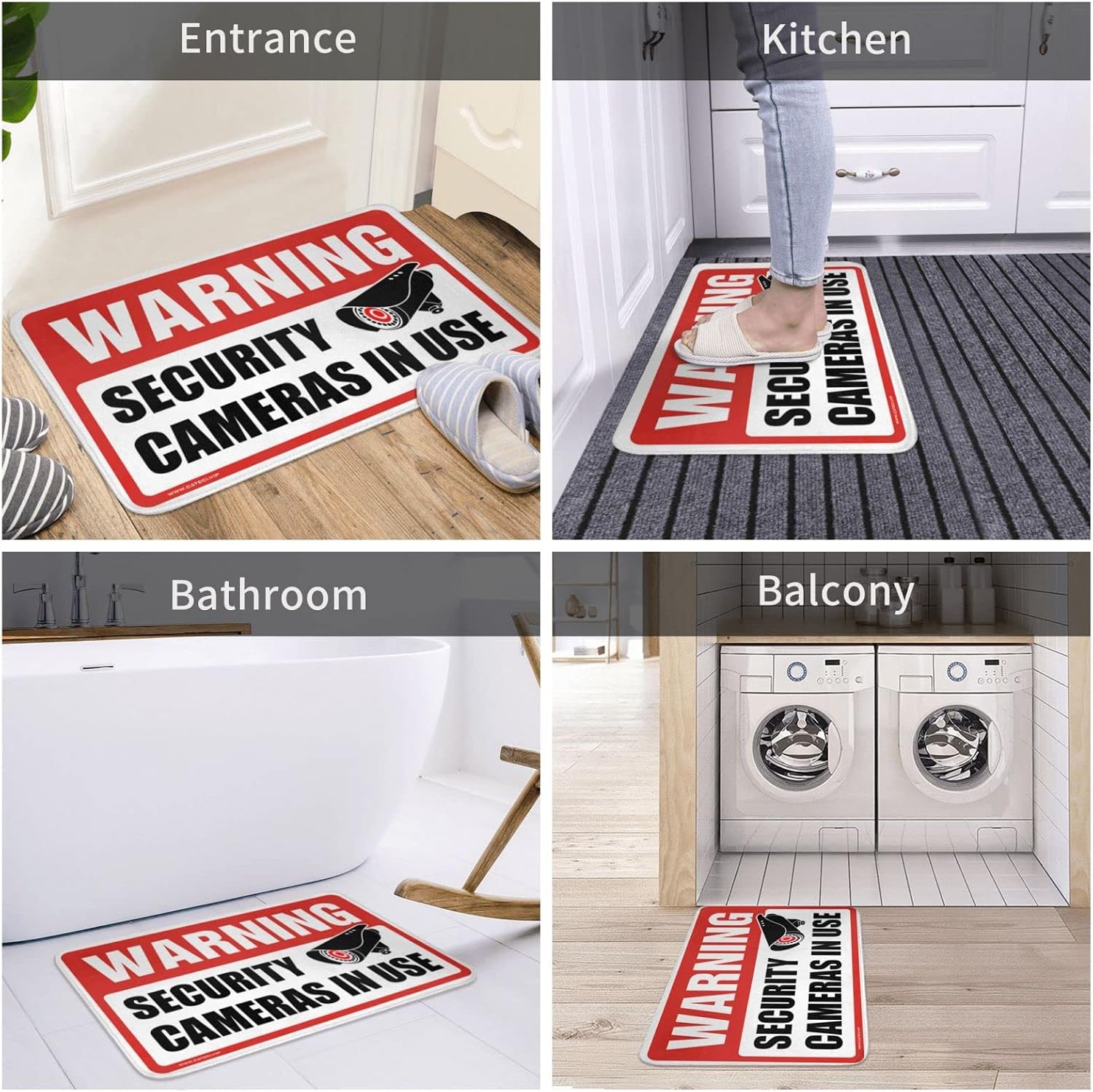 Welcome Rugs Front Door Outdoor Warning Security Cameras I Uses Mat Classroom Door Mat Lake House Decor(40X60CM) image 4