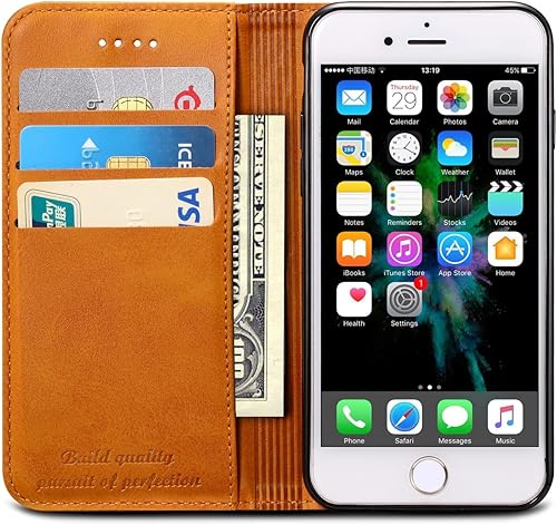 SINIANL Funda para iPhone 7 Plus, iPhone 8 Plus, funda de cuero premium tipo cartera con tarjetero para tarjetas de crédito para iPhone 7 Plus8 Plus
