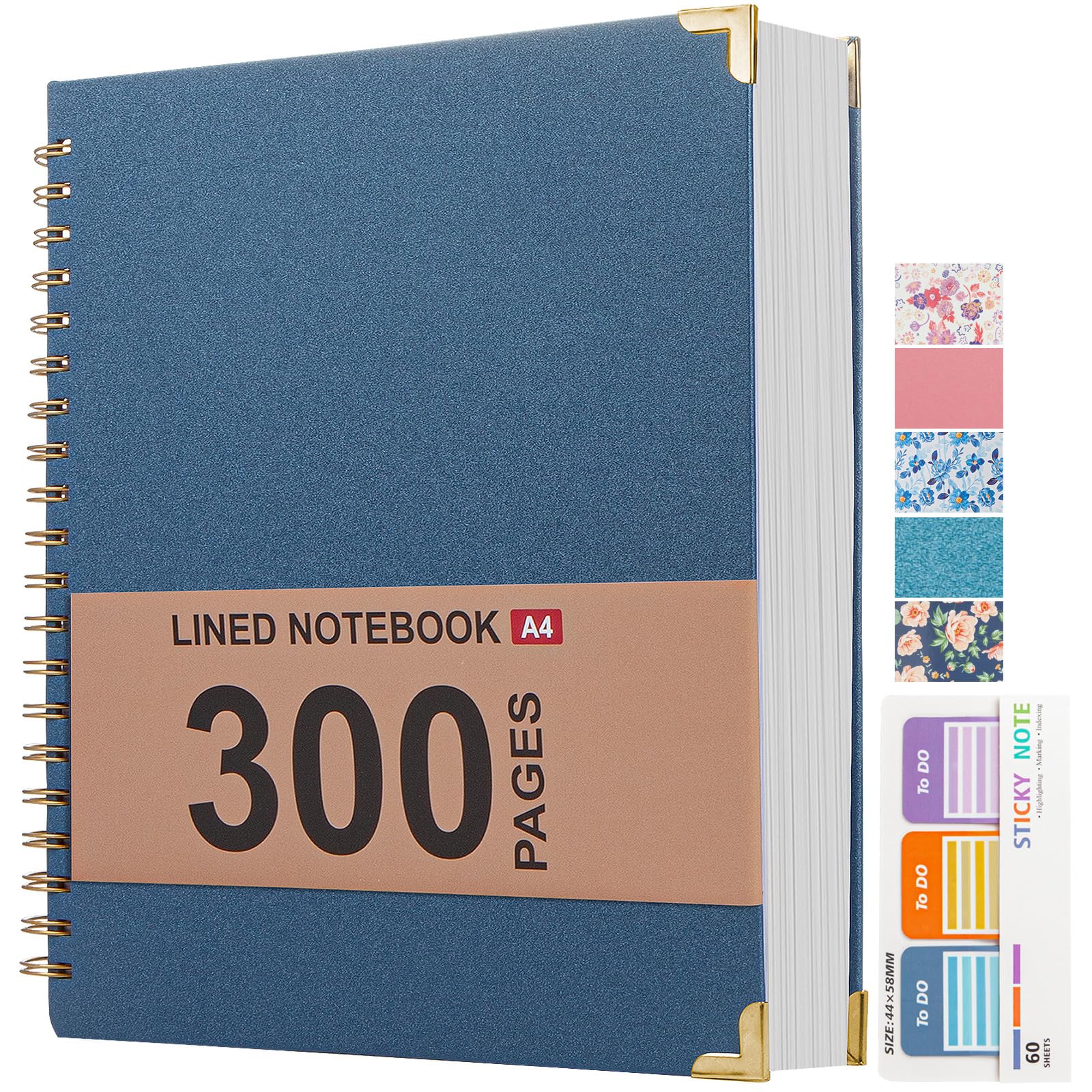 Kutoda Lined Spiral Notebook Journal for Work, 300 Pages Leather 8.5 * 11 College Ruled journals for Writing, Hardcover Notebooks for Note Taking,