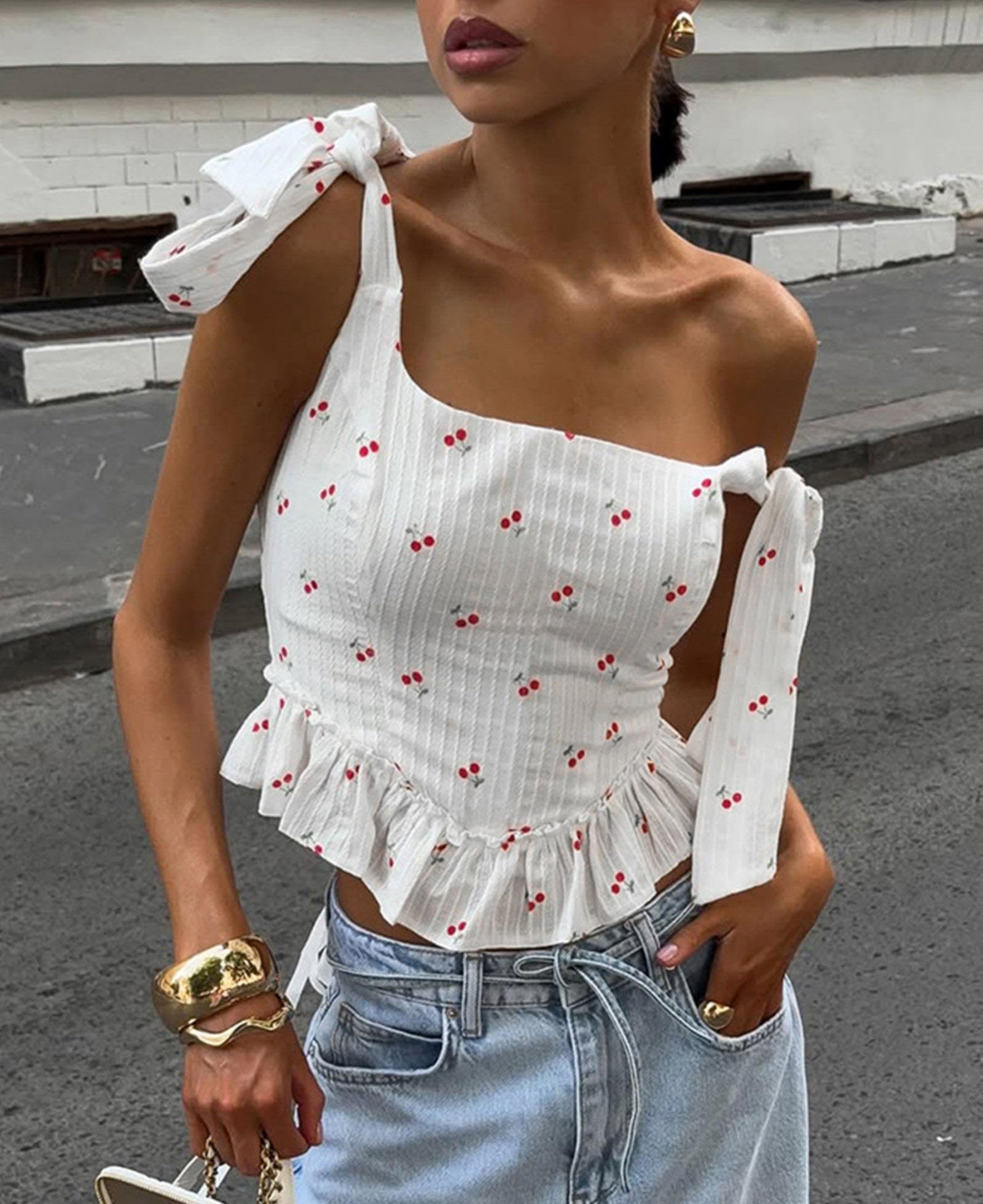 Hauts D'été 100% Coton Pour Femmes Débardeurs Fleuris Sans Manches À Lacets Top Court Idéal Pour Les Vacances