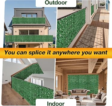 Artificial Ivy Privacy Fence Wall Screen, 39 x 118 in Garden Fake Hanging Plants Vines, Aesthetic Faux Greenery Garland Leaves with Strengthened Joint Prevent Leaves Falling Off for Outdoor Decor