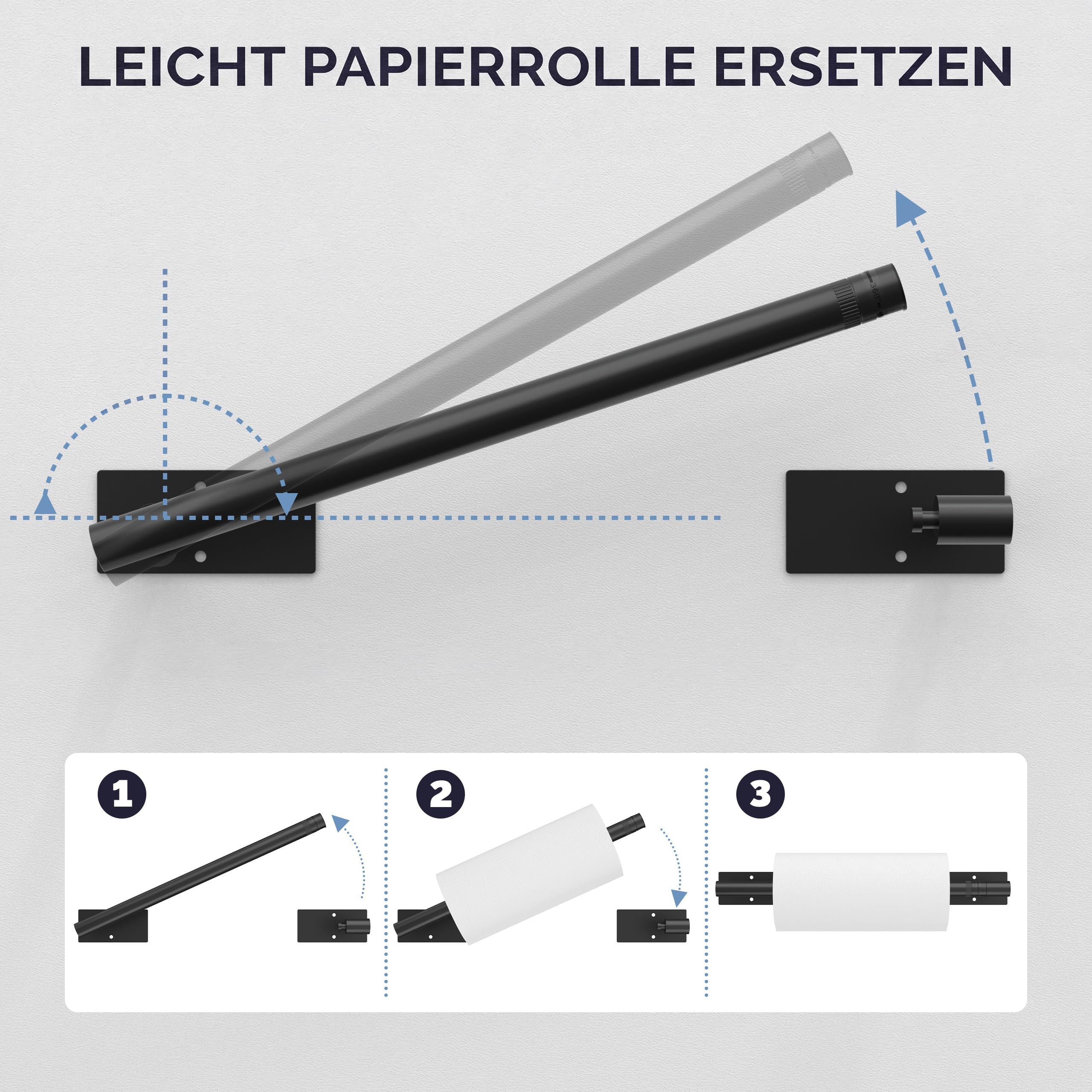 Soporte para Toallas de Papel, Soporte Adhesivo para Toallas de Papel Debajo del gabinete, Autoadhesivo o montado en la Pared, Acero Inoxidable SUS304 para Cocina, baño, Granja, Barbacoa,