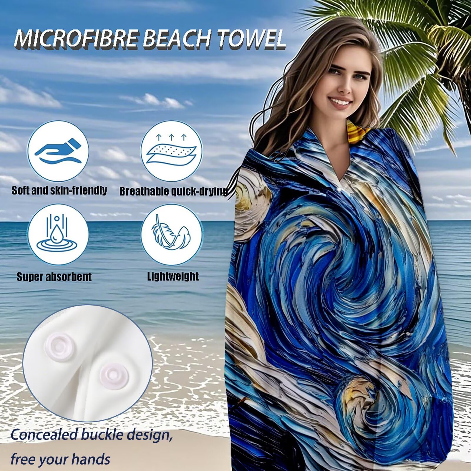 Telo Mare Microfibra, Telo Mare Grande 200 x 100 cm Set da 2, Antisabbia Asciugatura Rapida Assorbente Salvietta da Spiaggia Asciugamano per Palestra Piscina Viaggi Sport Picnic, Cielo stellato Q-724
