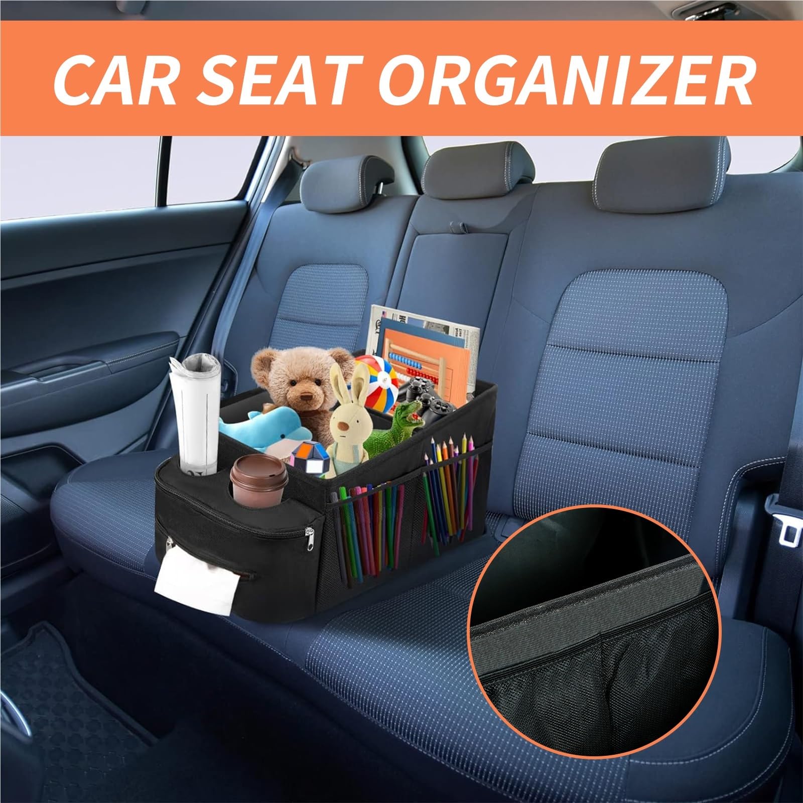 Almacén Antideslizante Durable‌ Organizador de maletero de coche, caja de almacenamiento, antideslizante, impermeable, para bolígrafo, taza de agua, organizador de teléfono Organizador de Maletero‌