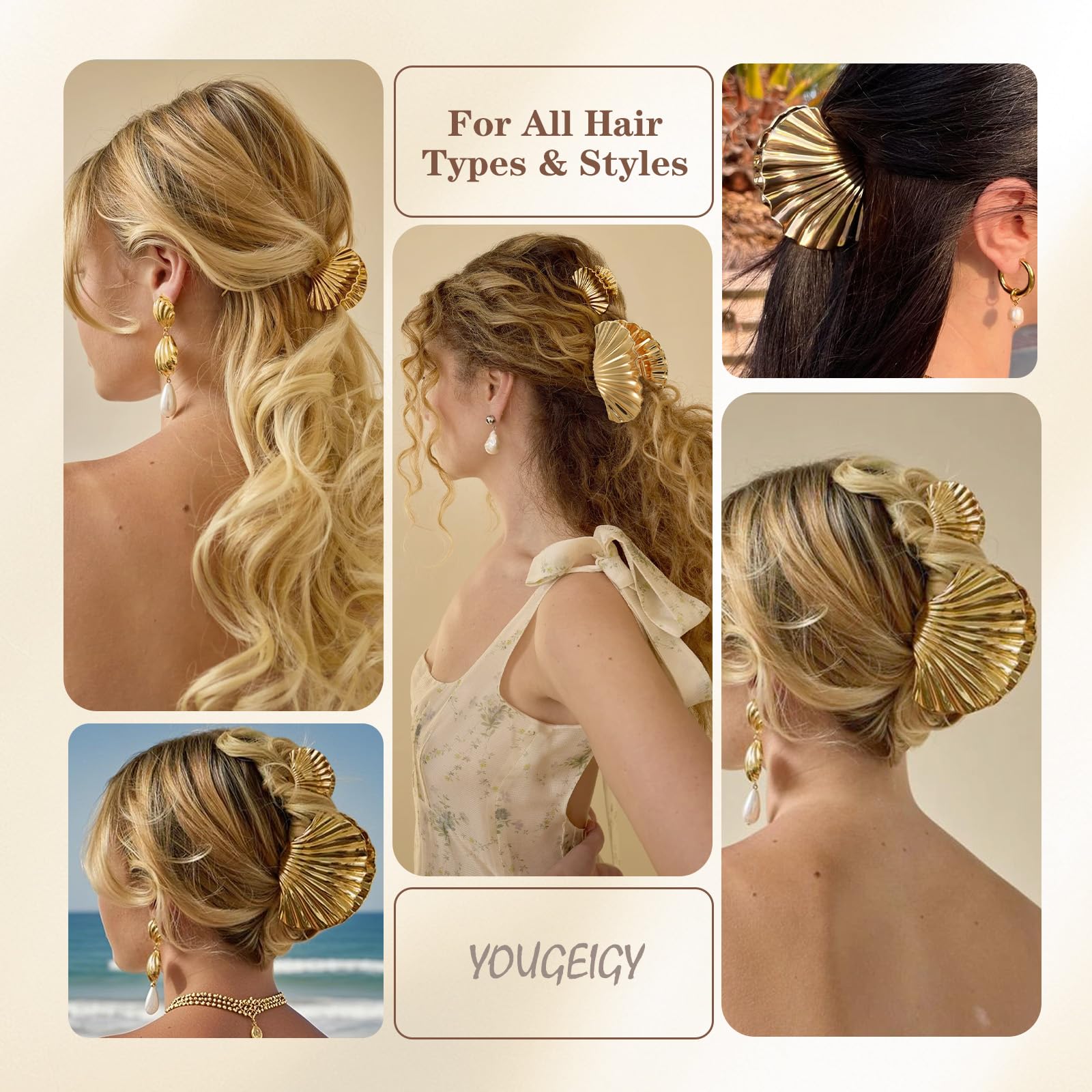 2 pinzas de metal para el pelo para mujer, duraderas y elegantes, pinzas de pelo doradas para peinar, pinzas de metal para cabello grueso y fino, accesorios de moda para el cabello de sujeción fuerte