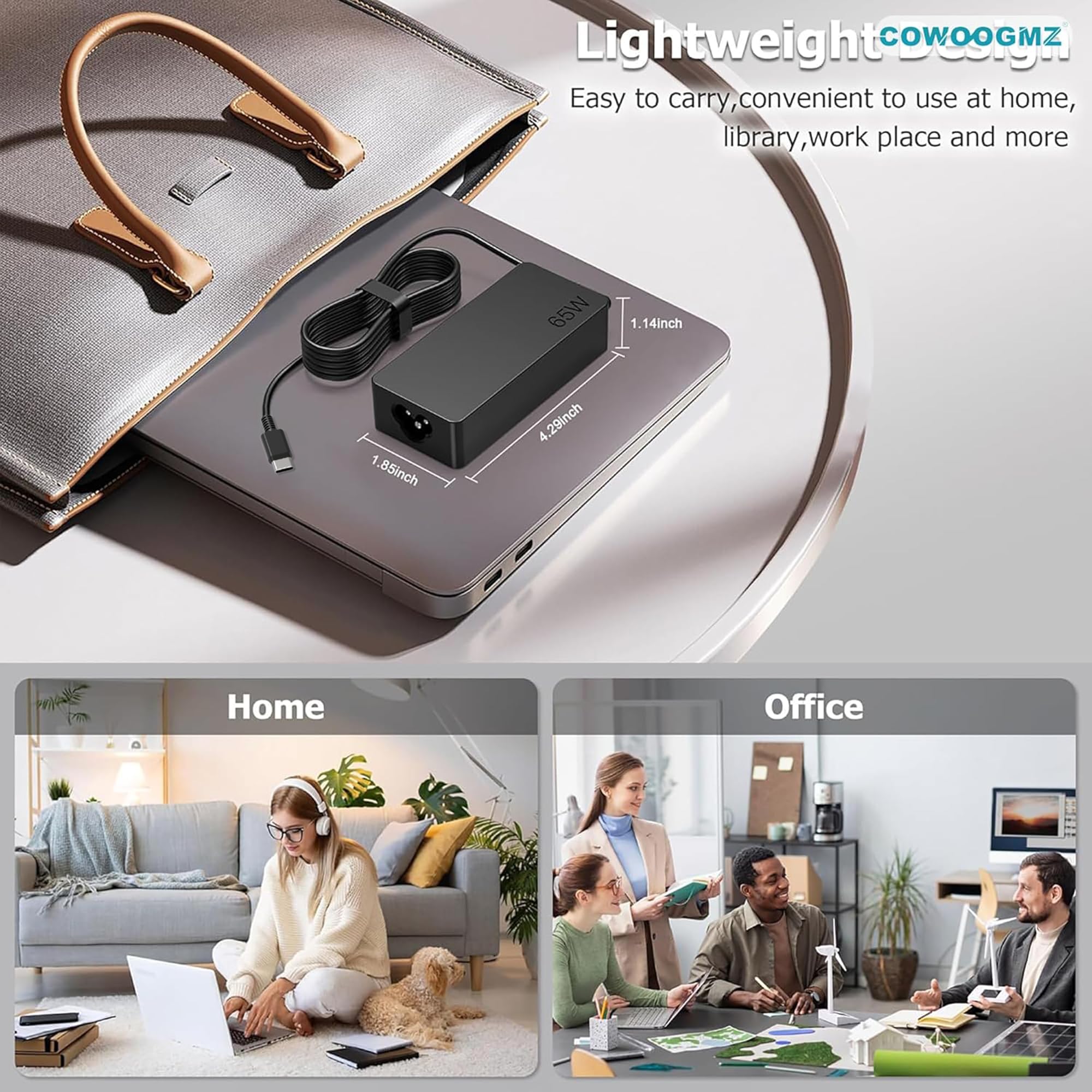 Amazon.com: COWOOGMZ 65W USB C Laptop Charger Compatible with