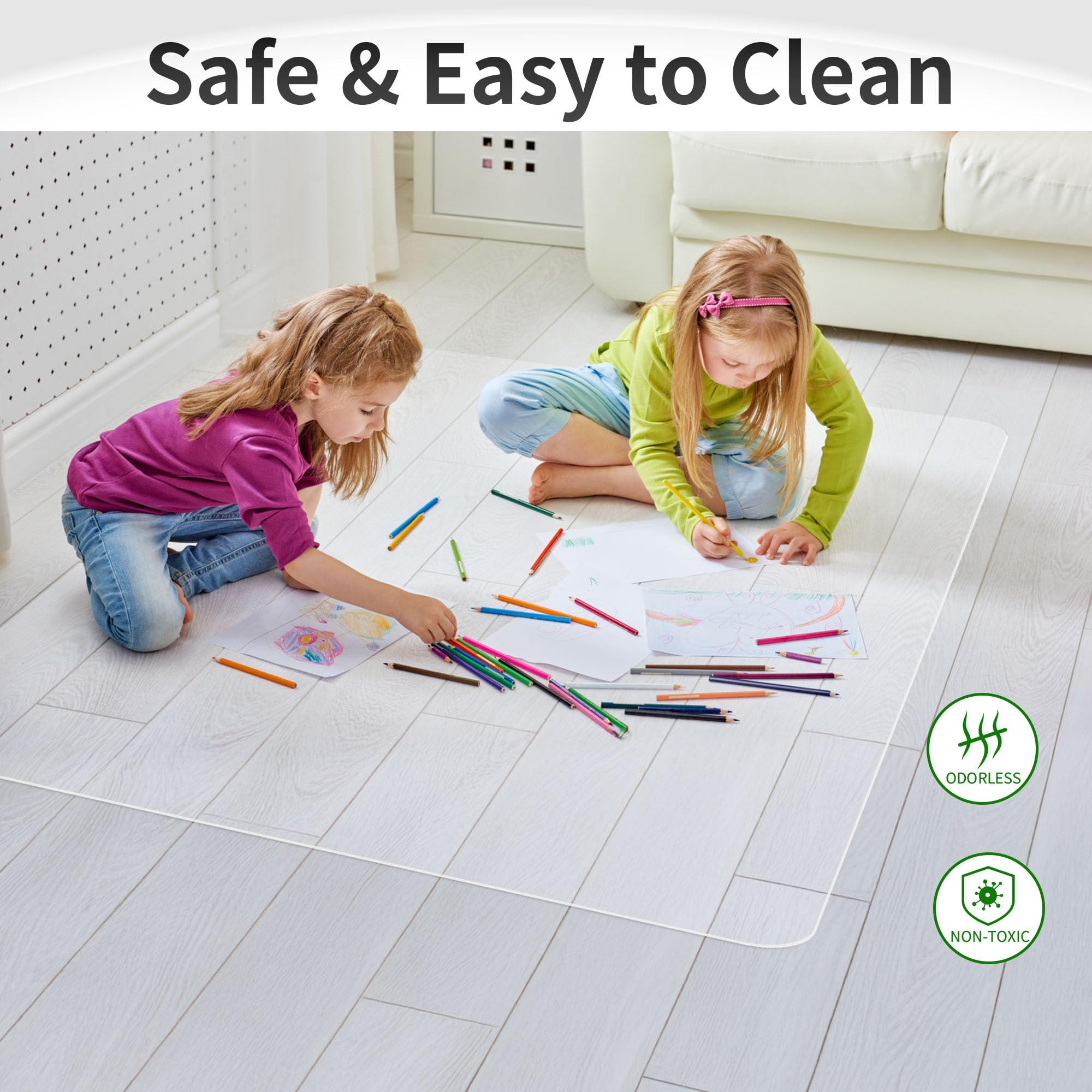 HOMEK Office Chair Mat for Hardwood Floor 75×120cm Clear Floor Protector Mat for Office Chair Desk Chair Mat for Hard Floors Easy Glide for Chairs - Image 3