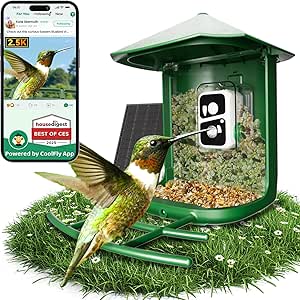 2.5K HD Bird Feeder with Camera – AI Species, 170° Live View, Auto Video Capture, Real-Time Bird Arrival Alerts, 5500mAh Battery with Solar Up to 6 Months Power, Support 128G Card, 2.4G WiFi asin的图片