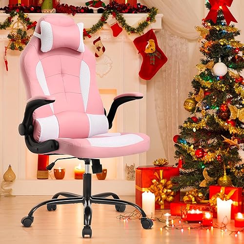 Silla de juegos con respaldo alto, silla de oficina ergonómica, silla de carreras de PC con brazos abatibles, silla de computadora de piel