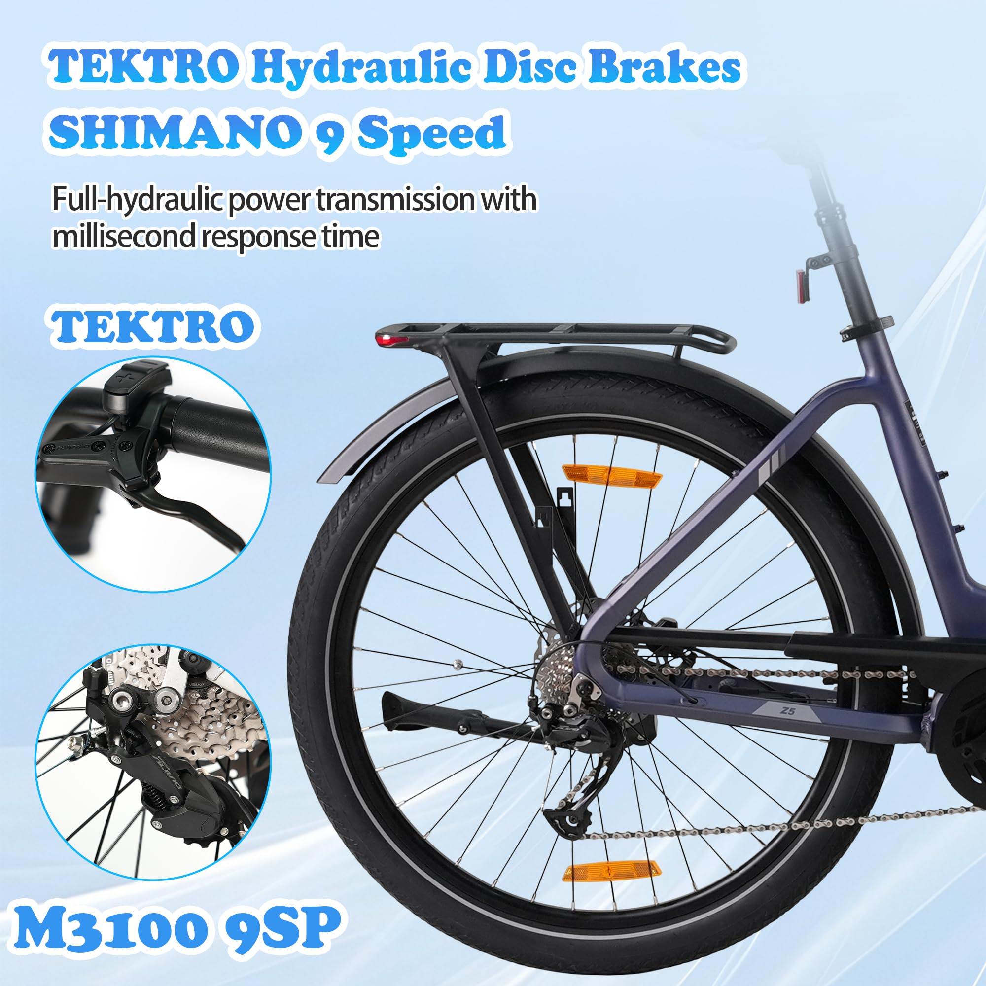 Vélo électrique 28" avec cadre en aluminium, moteur central Bafang 250 W, batterie 36 V 18 Ah, freins hydrauliques et écran LCD