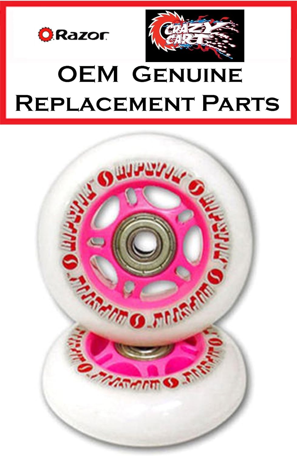 Replacement Rear Wheels for Razor Crazy Cart - PINK