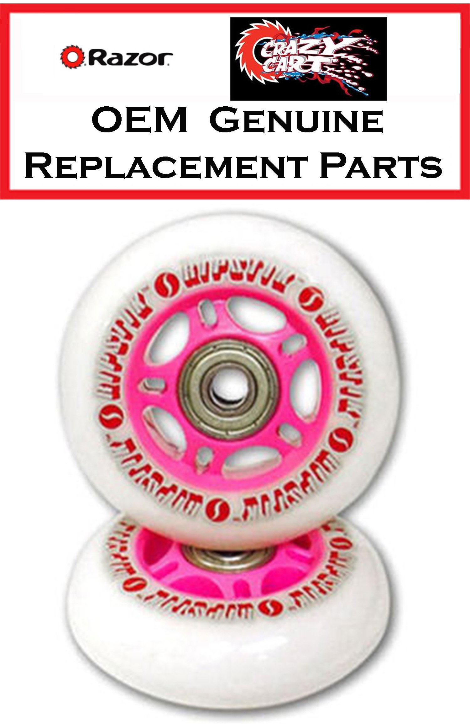 Crazy Cart Replacement Rear Wheels for Razor Pink