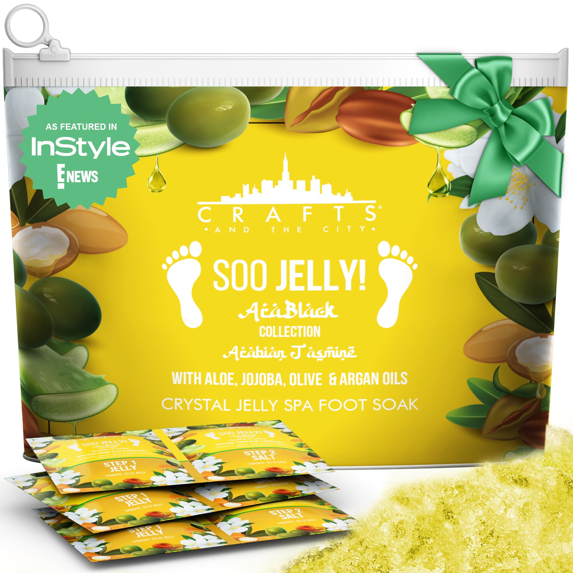 SOO Jelly Pedicure Packs - Pedicure Foot Soak For Dry Feet - Moisturizing Jelly Spa Pedi Soak - Foot Spa Bath Soak Salts For Soaking -Gel To Relax Sore Feet (Arabian Jasmine)