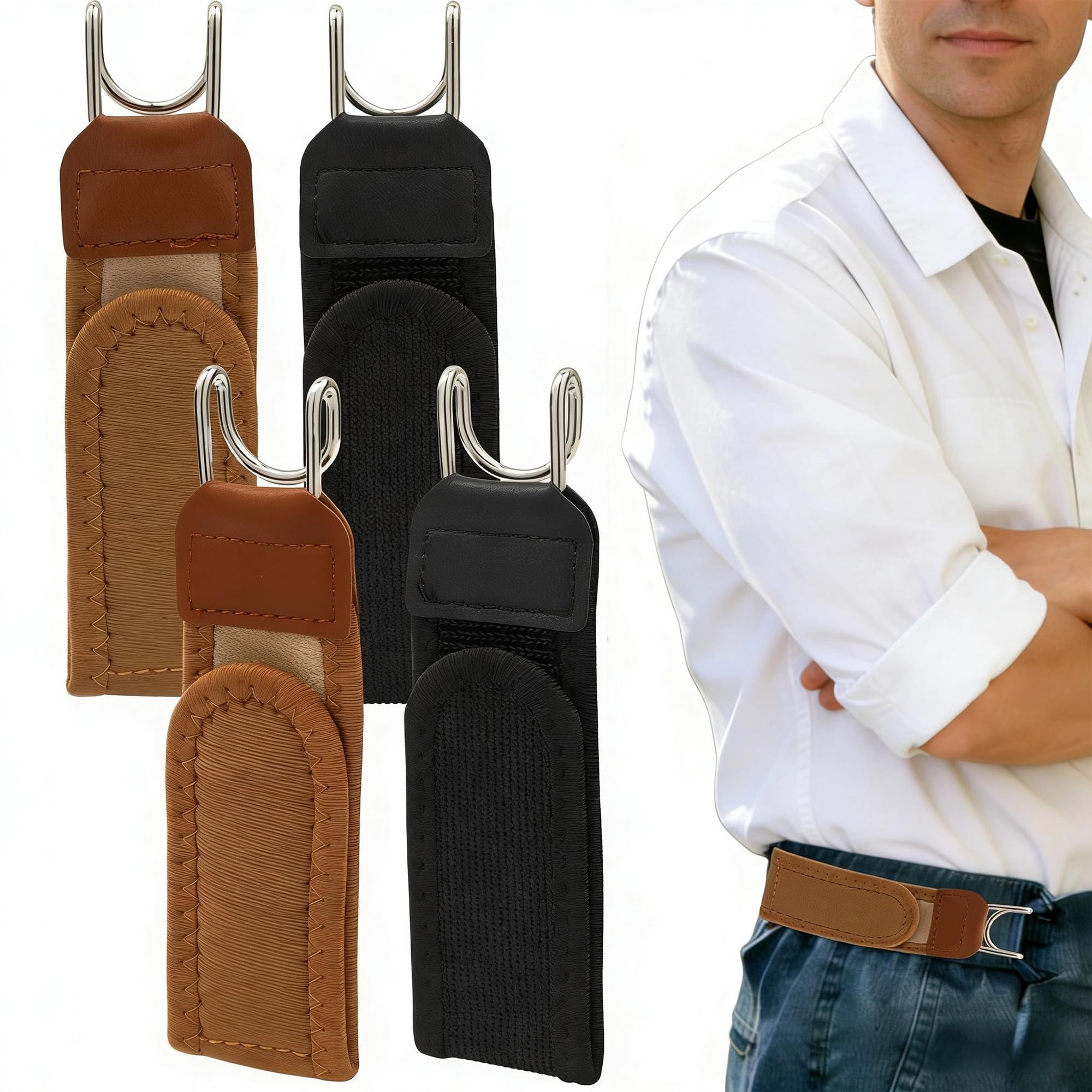godsdwares 4PCS No Buckle Belt for Men, Buckle Less Belt for Men, Elastic Belt for Men Adjustable Stretch Waistband for Work, Casual, or Outdoor Use-picture-43