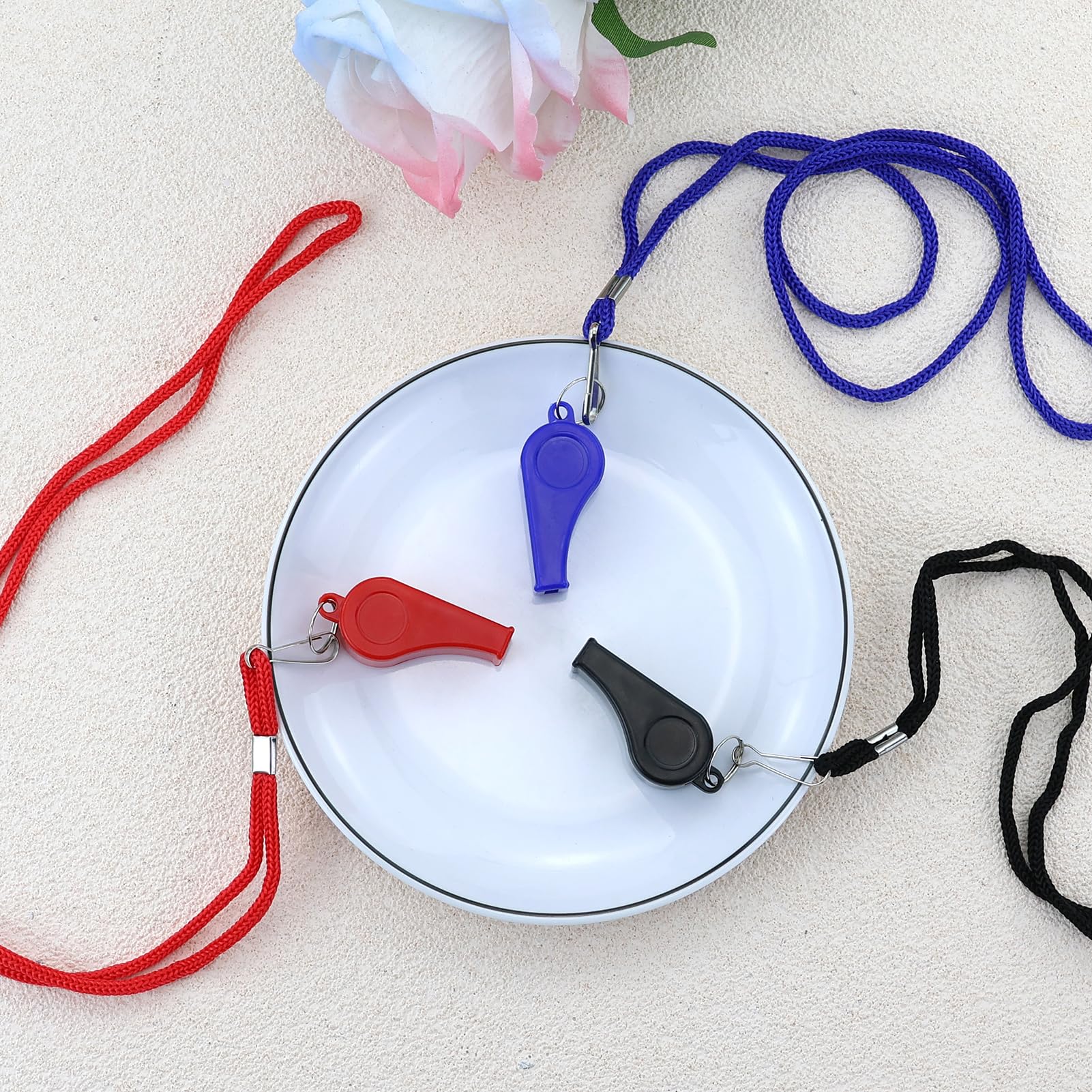 Lote de 3 silbatos con cordón, silbatos deportivos con sonido fuerte para entrenamiento, deportes de emergencia de supervivencia para árbitros, entrenamiento de perros, ideal para salvadores