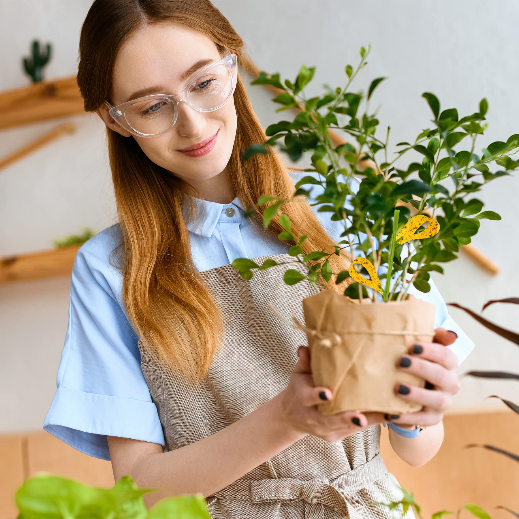 90 trampas adhesivas amarillas para interiores y exteriores, para plantas, hongos, mosquitos, moscas blancas, moscas de la fruta, pulgones. Soportes de estaca incluidos de doble cara